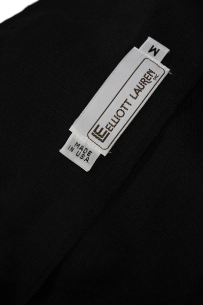 Elliott Lauren Womens Black Linen Blend Blazer Long Sleeve V-Neck Button Size M