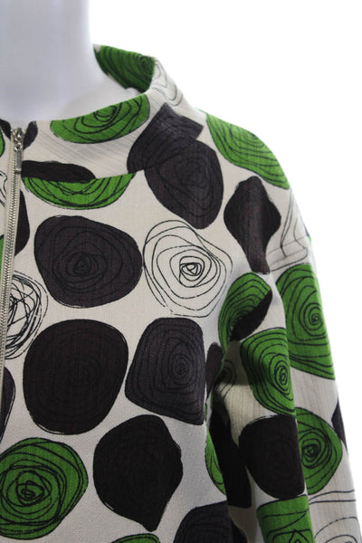 Elliott Lauren Women Beige Graphic Print Jacket 3/4 Sleeve Round Neck Size 6