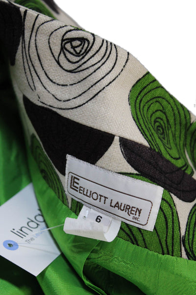 Elliott Lauren Women Beige Graphic Print Jacket 3/4 Sleeve Round Neck Size 6