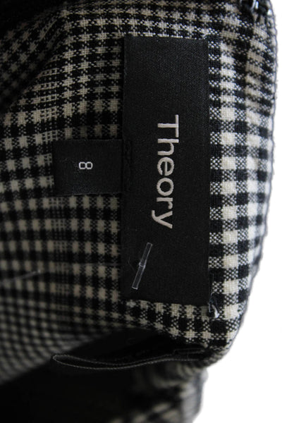 Theory Women Tunic Black Check Crew Neck Long Sleeve Size 8