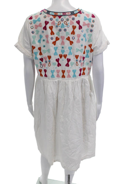 Roberta Roller Rabbit Women Shift Sundress White Geometric Round Neck Size M