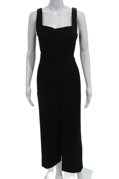 A New Day Women Black Square Neck Sleeveless Jumpsuit Mid-Calf Size S