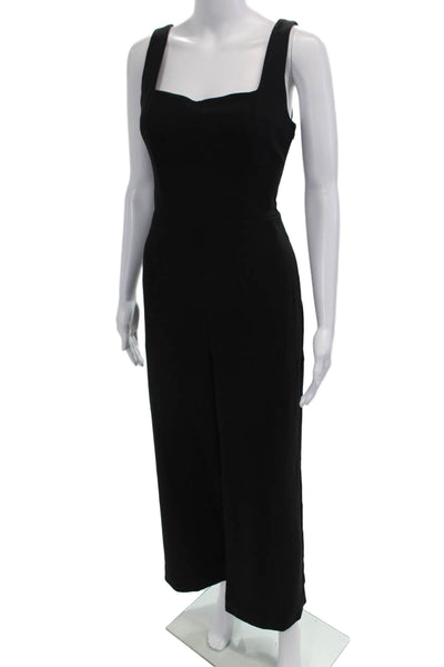 A New Day Women Black Square Neck Sleeveless Jumpsuit Mid-Calf Size S
