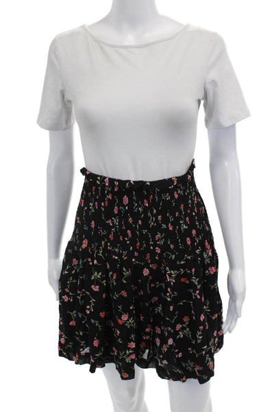 Ganni Womens Textured Ruched Floral Print Skirt Black Size EUR 42