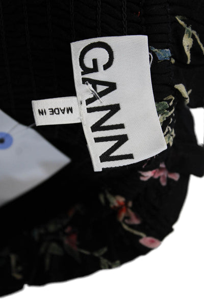 Ganni Womens Textured Ruched Floral Print Skirt Black Size EUR 42