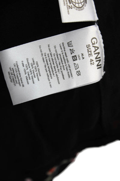 Ganni Womens Textured Ruched Floral Print Skirt Black Size EUR 42