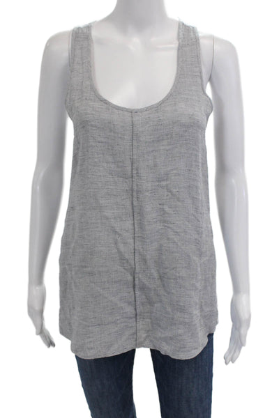 J Brand Women Gray Linen Blend Basic Tank Round Neck Size XS