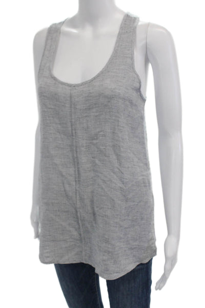 J Brand Women Gray Linen Blend Basic Tank Round Neck Size XS