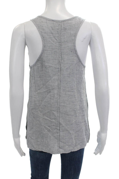 J Brand Women Gray Linen Blend Basic Tank Round Neck Size XS