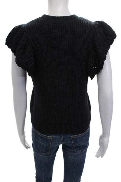 Rails Women Black Pullover Sweater Crew Neck Short Sleeve Cotton Blend Size XS