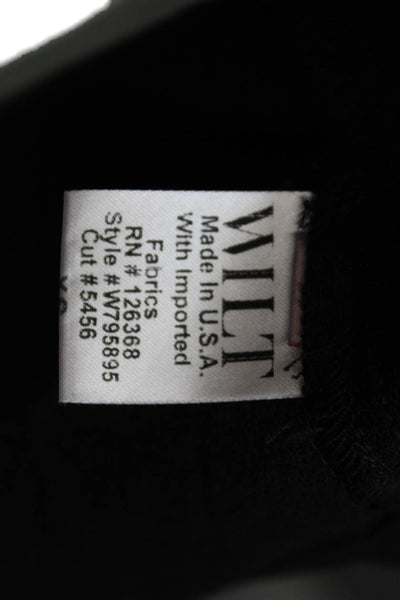 Wilt Women Black Cropped Blouse Rayon Round Neck Short Sleeve Size XS
