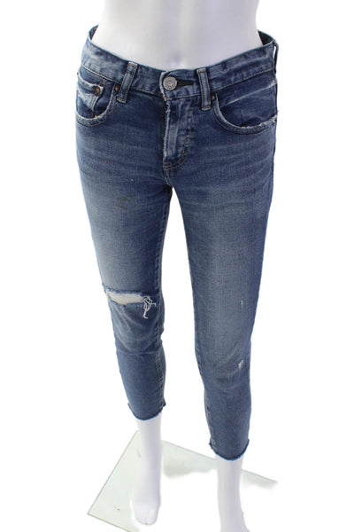 Moussy Women Skinny Ankle Cropped Jeans Blue Low Rise Size 25