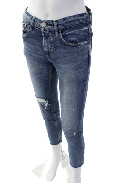 Moussy Women Skinny Ankle Cropped Jeans Blue Low Rise Size 25