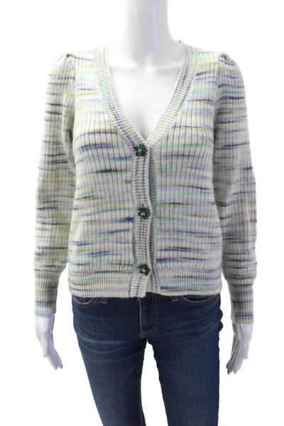 Sundays Womens Cotton Blend Striped Print Button Up Cardigan Multicolor Size XS