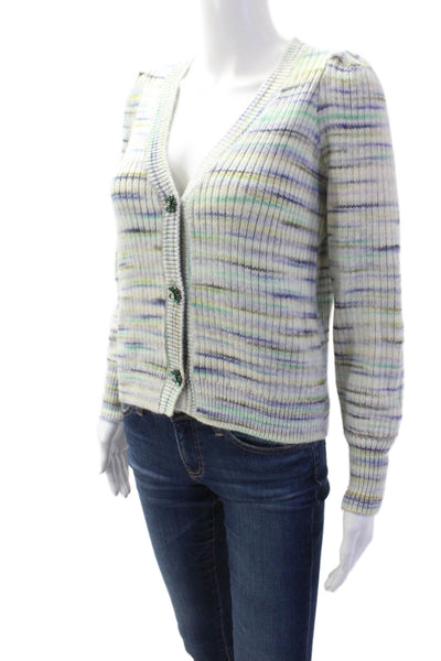 Sundays Womens Cotton Blend Striped Print Button Up Cardigan Multicolor Size XS
