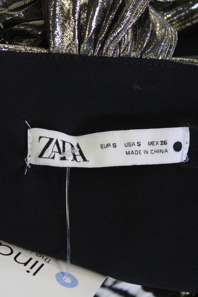 Zara Women Cropped Tank Dark Gray Polyester Zip 80s Size S