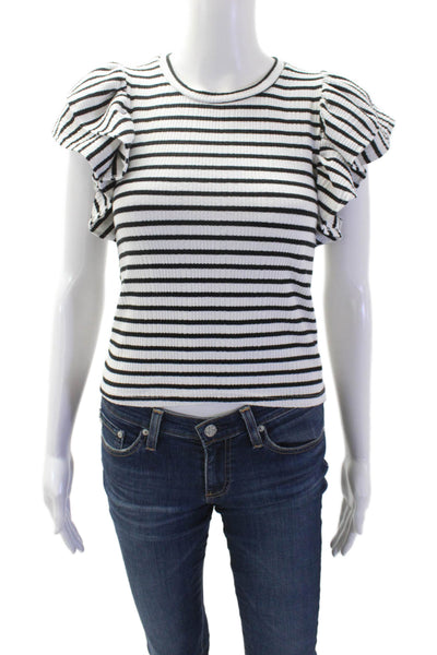 Zara Womens Black Striped Crew Neck Short Sleeve T-Shirt Size S