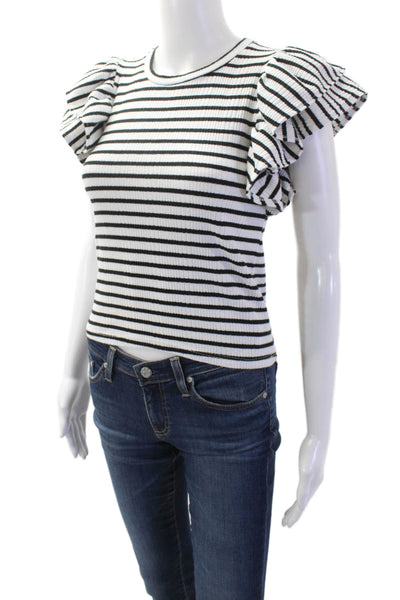 Zara Womens Black Striped Crew Neck Short Sleeve T-Shirt Size S