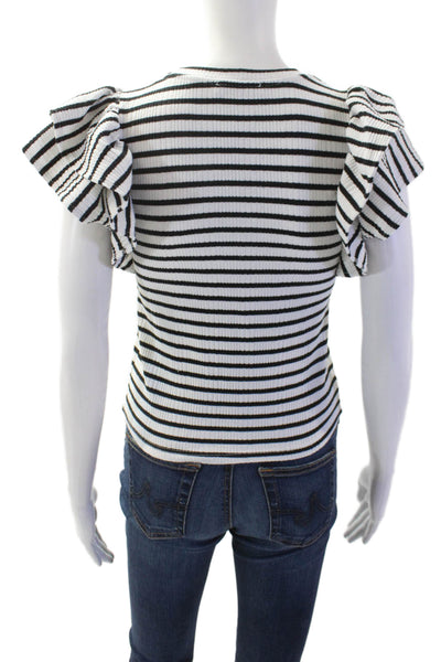 Zara Womens Black Striped Crew Neck Short Sleeve T-Shirt Size S