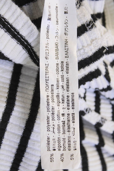Zara Womens Black Striped Crew Neck Short Sleeve T-Shirt Size S