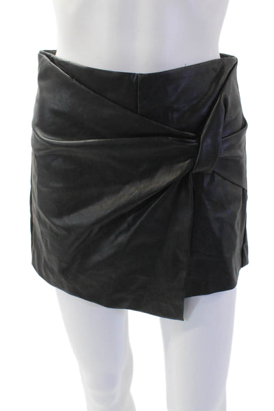 Zara Women's Zip Closure Faux Leather Skort Black Size XS