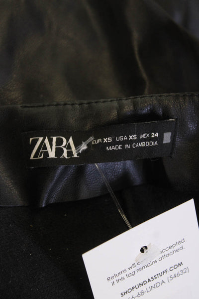 Zara Women's Zip Closure Faux Leather Skort Black Size XS