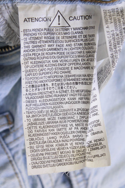 Zara Unisex Straight Wide-Leg Jeans Light Blue Mid-Rise Size 28