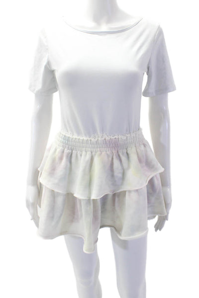 Love Shack Fancy Women's Tiered Flare Unlined Mini Skirt White Size XS