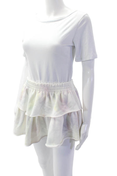 Love Shack Fancy Women's Tiered Flare Unlined Mini Skirt White Size XS