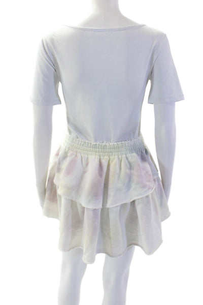 Love Shack Fancy Women's Tiered Flare Unlined Mini Skirt White Size XS