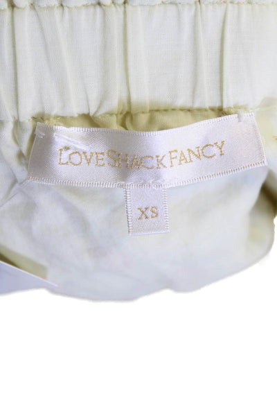 Love Shack Fancy Women's Smocked Ruffle Lined Tiered Floral Mini Skirt Size XS