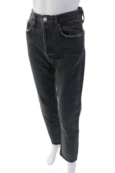 Agolde Unisex Straight Cropped Dark Gray Organic Cotton Jeans Size 23