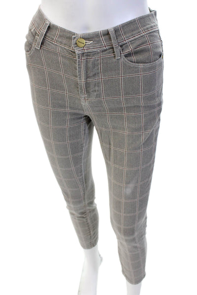 Frame Women's Button Closure Straight Leg Striped Pants Gray Size 26