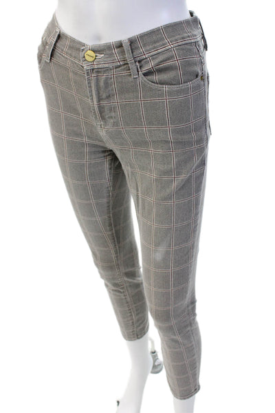 Frame Women's Button Closure Straight Leg Striped Pants Gray Size 26