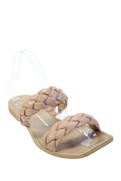 Dolce Vita Womens Double Braided Strap Slide Sandals Brown Leather Size 7.5