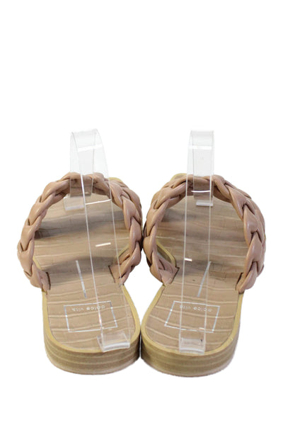 Dolce Vita Womens Double Braided Strap Slide Sandals Brown Leather Size 7.5