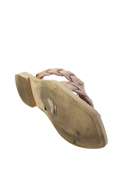 Dolce Vita Womens Double Braided Strap Slide Sandals Brown Leather Size 7.5