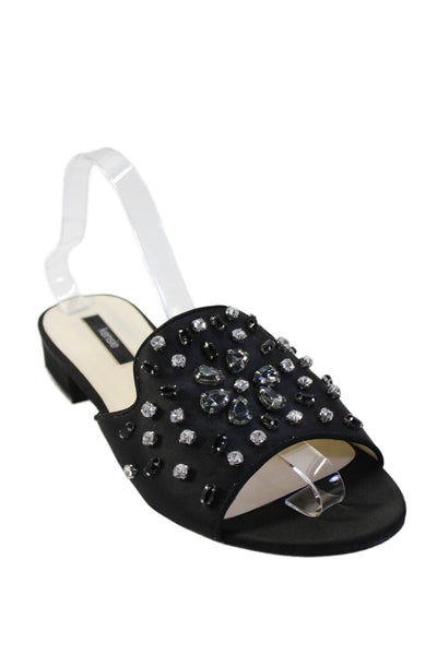 kensie Womens Crystal Embellished Low Heels Mules Shoes Black Size 9M