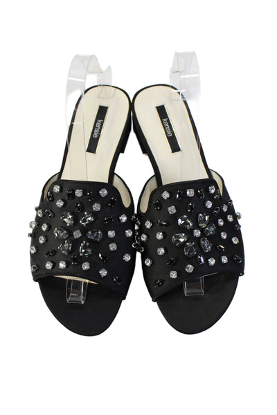 kensie Womens Crystal Embellished Low Heels Mules Shoes Black Size 9M