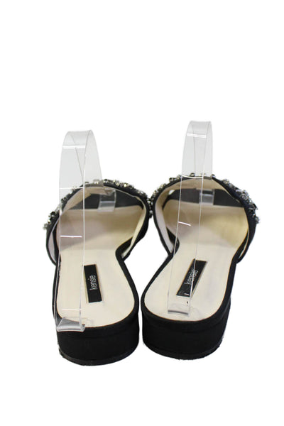 kensie Womens Crystal Embellished Low Heels Mules Shoes Black Size 9M