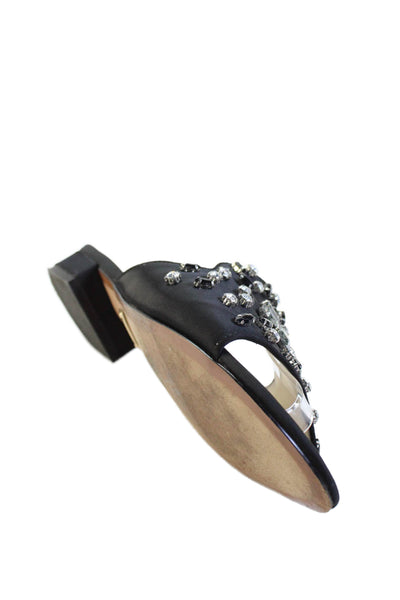 kensie Womens Crystal Embellished Low Heels Mules Shoes Black Size 9M