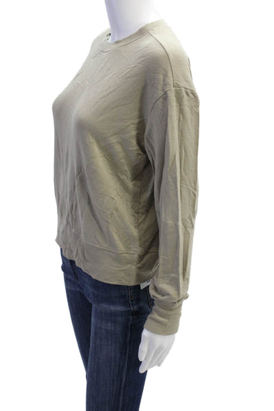Splits 59 Womens Beige Army Pullover Sweatshirts Crew Neck Long Sleeve Size S