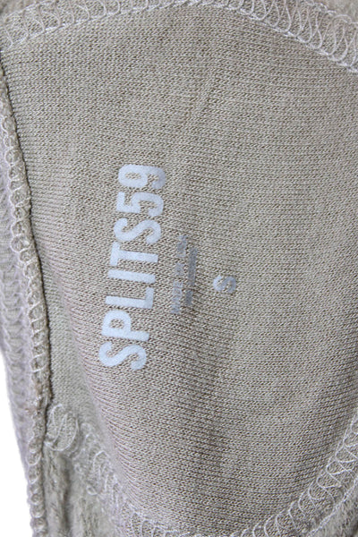 Splits 59 Womens Beige Army Pullover Sweatshirts Crew Neck Long Sleeve Size S
