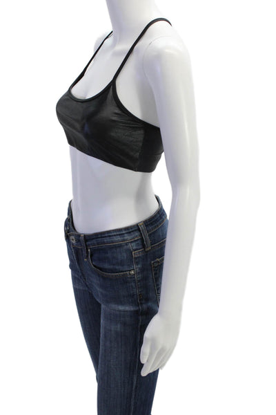 All Access Womens Spaghetti Strap Scoop Neck Stretch Knit Sports Bra Black Small