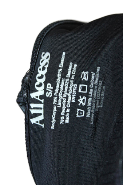 All Access Womens Spaghetti Strap Scoop Neck Stretch Knit Sports Bra Black Small