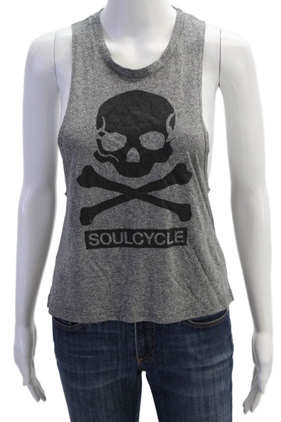 Soul Cycle Womens Basic Jersey Sleeveless Skull Graphic Tank Gray Size S