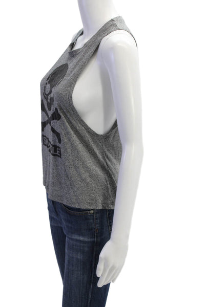 Soul Cycle Womens Basic Jersey Sleeveless Skull Graphic Tank Gray Size S