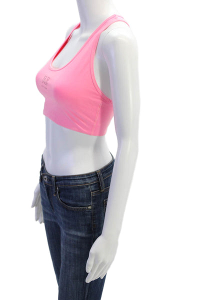PE Nation Womens Scoop Neck Logo Stretch Knit Sports Bra Pink Size Small