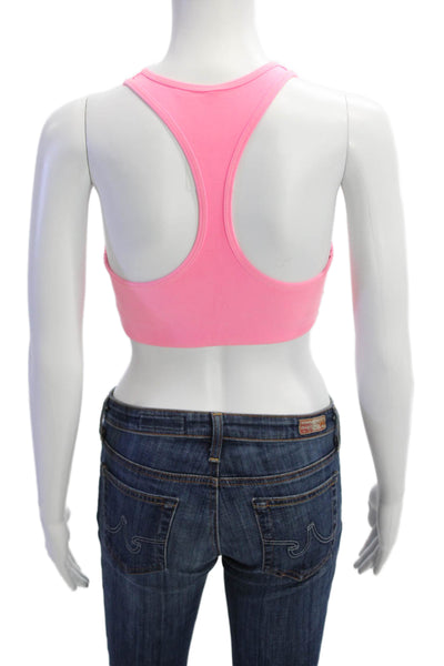 PE Nation Womens Scoop Neck Logo Stretch Knit Sports Bra Pink Size Small