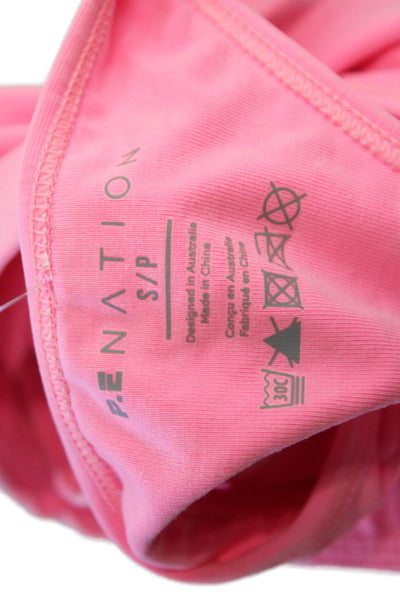 PE Nation Womens Scoop Neck Logo Stretch Knit Sports Bra Pink Size Small